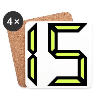 15 ANS. 15. 15e ANNIVERSAIRE. ANNIVERSAIRE 15 ANS. - Dessous de verre (lot de 4) - blanc - Devant