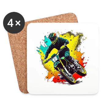 Motocross Farbexplosion - Untersetzer (4er-Set) - Weiß - Vorne