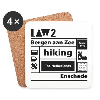 LAW 2 l Bergen aan Zee l Enschede l black - Coasters (set of 4) - white - Front