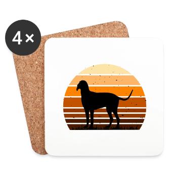 Billy Dog Silhouette Vintage Sonnenuntergang für Hundeliebhaber - Untersetzer (4er-Set) - Weiß - Vorne