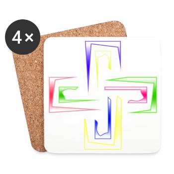Neon Prism Frames abstraktes Logo - Untersetzer (4er-Set) - Weiß - Vorne