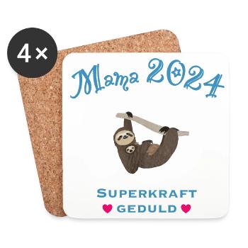 Mama 2024, Superkraft Geduld, Faultiermama - Untersetzer (4er-Set) - Weiß - Vorne