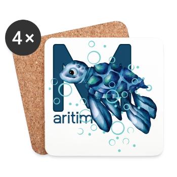Maritime Turtle - Coasters (set of 4) - white - Front