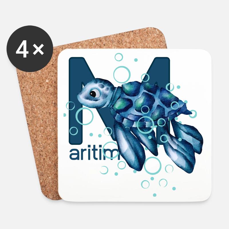 Maritim Wasserschildkröte - Untersetzer (4er-Set) - Weiß