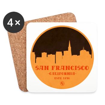 San Francisco Skyline Grafik in Orange - Untersetzer (4er-Set) - Weiß - Vorne