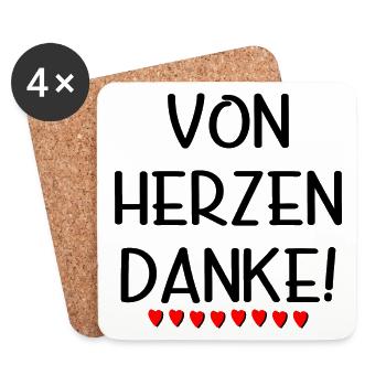 Von Herzen Danke - Dankeschön Geschenke SPRÜCHE - Untersetzer (4er-Set) - Weiß - Vorne