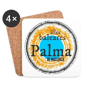 Balearen Insel Palmen Illustration - Palma  - Untersetzer (4er-Set) - Weiß - Vorne