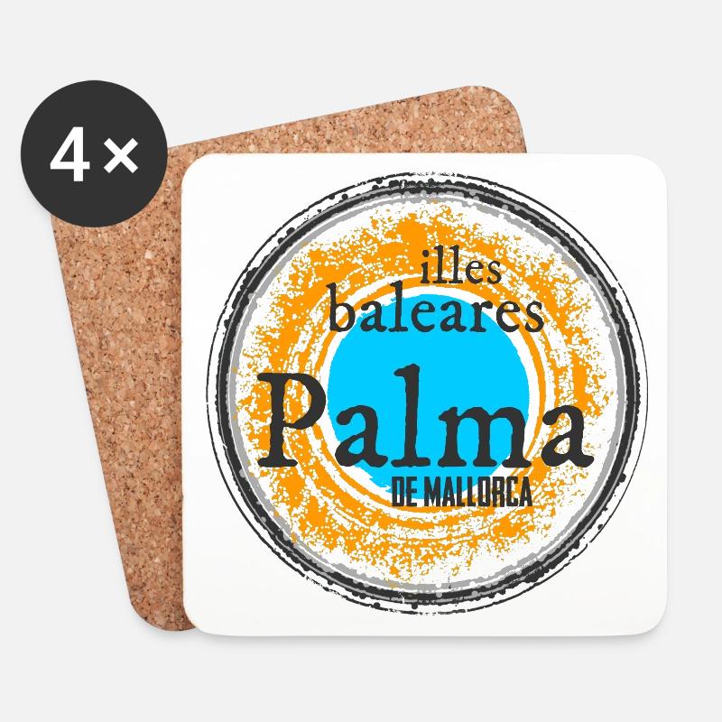 Balearen Insel Palmen Illustration - Palma  - Untersetzer (4er-Set) - Weiß