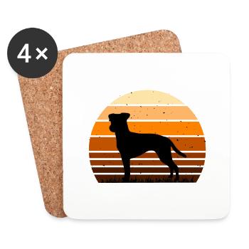 Brazilian Terrier Dog Love Silhouette Retro Sunset - Dessous de verre (lot de 4) - blanc - Devant