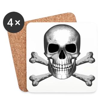 Skull Jolly Roger Pirate Flag T-Shirt R6Z - Coasters (set of 4) - white - Front