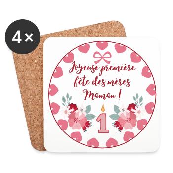 Première fête des mères. Bonne fête maman. - Dessous de verre (lot de 4) - blanc - Devant