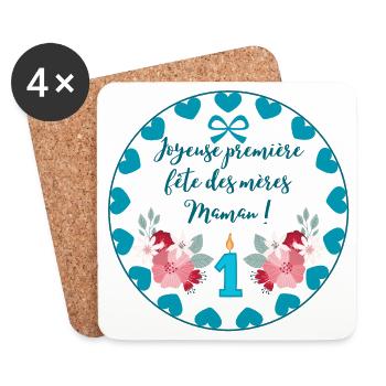 Première fête des mères. Bonne fête maman. - Dessous de verre (lot de 4) - blanc - Devant
