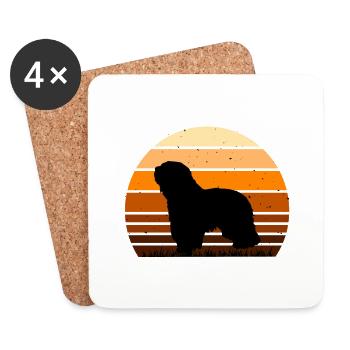 Cao Da Serra De Aires Hund Silhouette Retro Sonnenuntergang - Untersetzer (4er-Set) - Weiß - Vorne