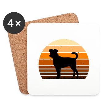 Chien de ferme suédois danois Silhouette Retro Coucher de soleil - Dessous de verre (lot de 4) - blanc - Devant