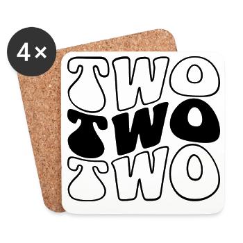 Deux enfants 2e anniversaire garçons filles 2 ans - Dessous de verre (lot de 4) - blanc - Devant