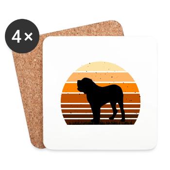 Fila Brasileiro Dog Love Silhouette Vintage Sunset - Dessous de verre (lot de 4) - blanc - Devant
