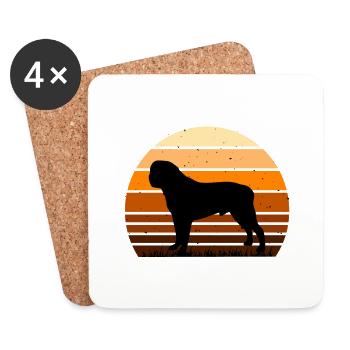 Englisch Mastiff Hund Liebe Silhouette Vintage Sonnenuntergang - Untersetzer (4er-Set) - Weiß - Vorne