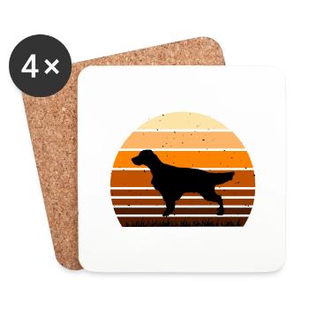 Setter Anglais Dog Lover Silhouette Vintage Sunset - Dessous de verre (lot de 4) - blanc - Devant