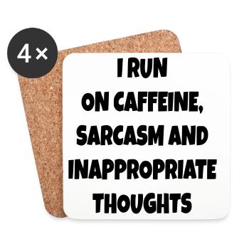 Ich renne auf Kaffee, Sarkasmus, schlechte Kommentare # - Untersetzer (4er-Set) - Weiß - Vorne