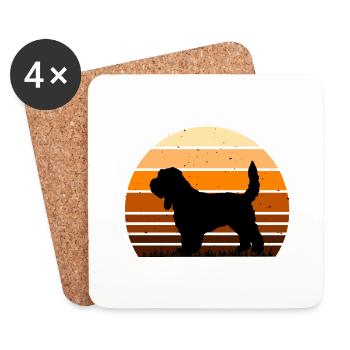 Grand Griffon Vendeen Dog Silhouette Retro Sunset - Dessous de verre (lot de 4) - blanc - Devant