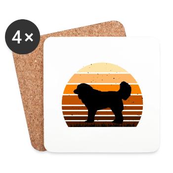 Georgian Shepherd Dog Love Silhouette Retro Sunset - Coasters (set of 4) - white - Front