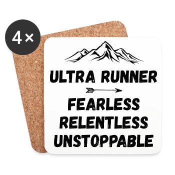 Ultra Runnner - Furchtlos. Unerbittlich. Unaufhaltsam. - Untersetzer (4er-Set) - Weiß - Vorne