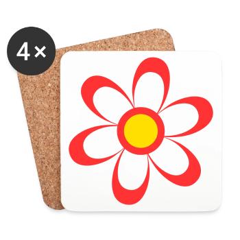 fleur disco, vintage, flower power - Dessous de verre (lot de 4) - blanc - Devant