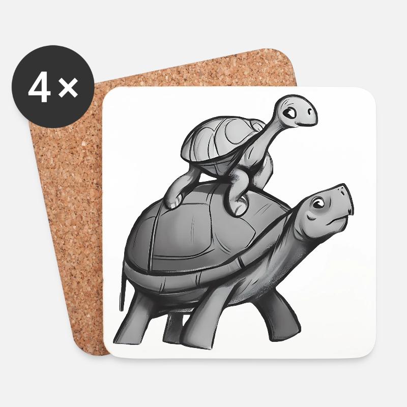 Schildkröte reitet auf Schildkröte - Untersetzer (4er-Set) - Weiß