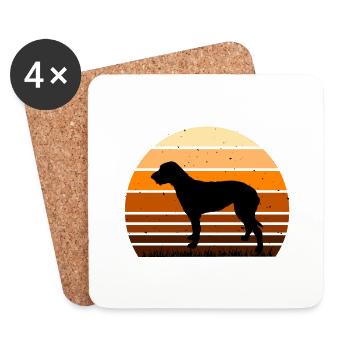 Irischer Wolfshund Hund Liebe Silhouette Vintage Sonnenuntergang - Untersetzer (4er-Set) - Weiß - Vorne