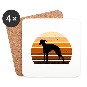 Italienischer Windhund Hund Liebe Silhouette Retro Sonnenuntergang - Untersetzer (4er-Set) - Weiß - Vorne