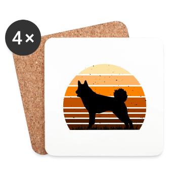 Jamthund Dog Lover Silhouette Vintage Sunset - Dessous de verre (lot de 4) - blanc - Devant