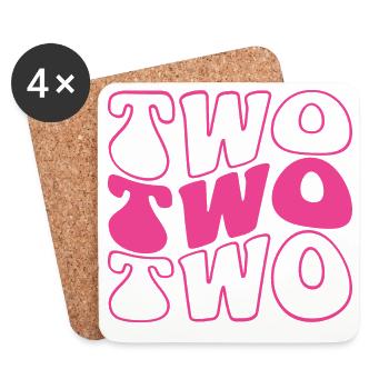 Two 2nd Birthday For Girls 2 Years Old - Coasters (set of 4) - white - Front