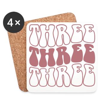 Trois 3ème anniversaire pour les filles de 3 ans - Dessous de verre (lot de 4) - blanc - Devant