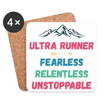 Ultra Runnner - Furchtlos. Unerbittlich. Unaufhaltsam. - Untersetzer (4er-Set) - Weiß - Vorne