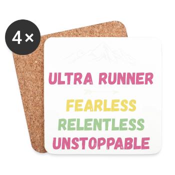 Ultra Runnner - Furchtlos. Unerbittlich. Unaufhaltsam. - Untersetzer (4er-Set) - Weiß - Vorne