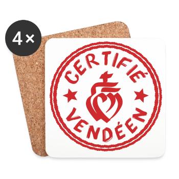 Logo certifié vendéen blanc rouge - Dessous de verre (lot de 4) - blanc - Devant