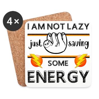 I'm not lazy, I'm just saving energy, sloth; - Coasters (set of 4) - white - Front