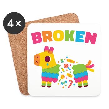 Trauriger zerbrochener Pinata-Esel - Untersetzer (4er-Set) - Weiß - Vorne