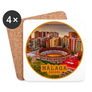 Panorama des arènes de Malaga - Dessous de verre (lot de 4) - blanc - Devant