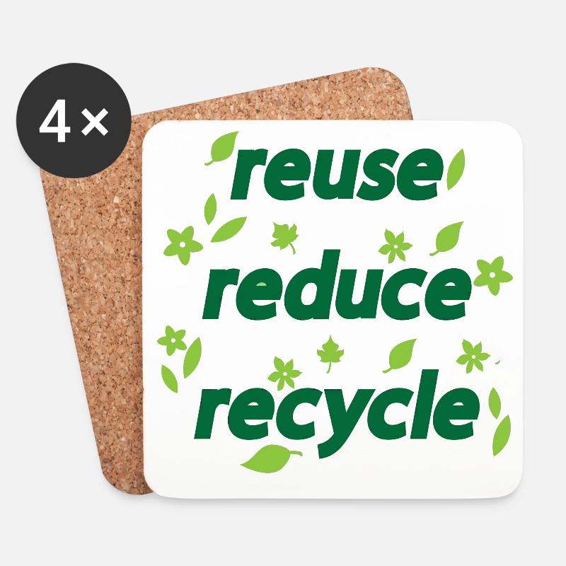 Reduce Reuse Recycle - Coasters (set of 4) - white