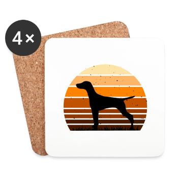 Vizsla Hundeliebhaber Silhouette Vintage Sonnenuntergang - Untersetzer (4er-Set) - Weiß - Vorne