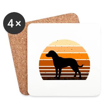 Uruguayan Cimarron Dog Silhouette Retro Sunset - Coasters (set of 4) - white - Front