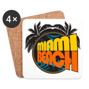 Miami Beach Retro Palms - Dessous de verre (lot de 4) - blanc - Devant