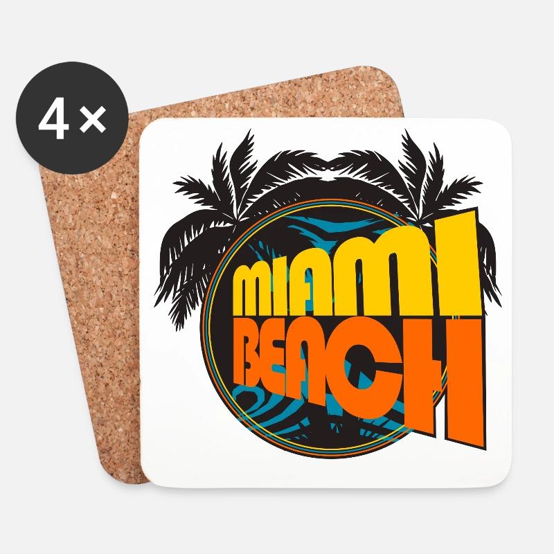 Miami Beach Retro-Palmen - Untersetzer (4er-Set) - Weiß