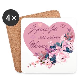 Joyeuse fête des mères Maman. Fête des mamans - Dessous de verre (lot de 4) - blanc - Devant