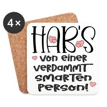 Verdammt Smarte Person - Ironische Sprüche - KLUG - Untersetzer (4er-Set) - Weiß - Vorne
