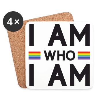 Mois de la fierté - Je suis qui je suis - LGBTQ+ - Dessous de verre (lot de 4) - blanc - Devant