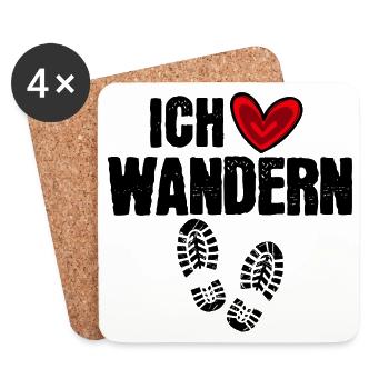 Ich Liebe Wandern Wanderer Statement Berge Herz - Untersetzer (4er-Set) - Weiß - Vorne
