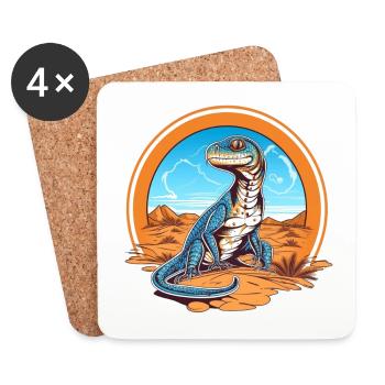 Lizard in Desert Landscape Design - Coasters (set of 4) - white - Front