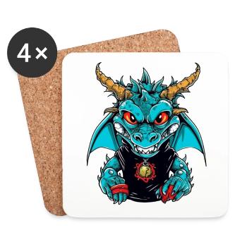 Dragon design with mystical scenery - Coasters (set of 4) - white - Front